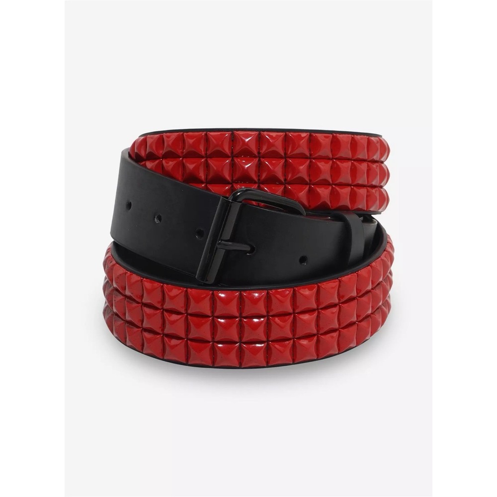 Black & Red Ombre Three Row Pyramid Stud Belt NWT SIZE XL